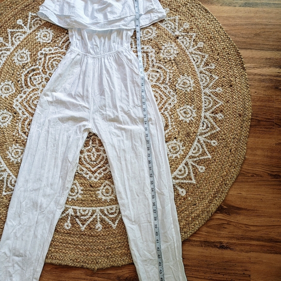NWOT Boho White Ruffle Jumpsuit - Picture 6 of 8